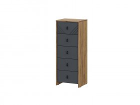 Комод 5ящ. Байкал (дуб крафт золотой/графит) в Пролетарском - proletarskij.mebel-nsk.ru | фото