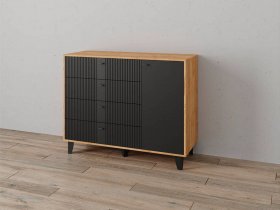 Комод «Катрин-13» ( дуб крафт золотой/карбон вулкан) в Пролетарском - proletarskij.mebel-nsk.ru | фото