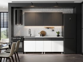 Кухонный гарнитур София (2,0м) (бланж/графит матовый) в Пролетарском - proletarskij.mebel-nsk.ru | фото
