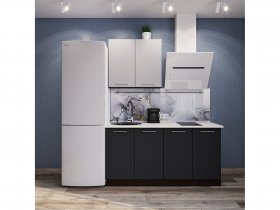 Модульная кухня Классика (белый глянец/черный) в Пролетарском - proletarskij.mebel-nsk.ru | фото