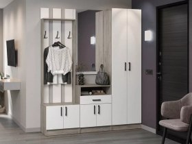 Модульная прихожая Вега (дуб крафт серый/белый) в Пролетарском - proletarskij.mebel-nsk.ru | фото