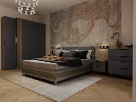 Модульная спальня Борнео (джара темная/хангва) в Пролетарском - proletarskij.mebel-nsk.ru | фото