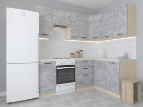Модульная угловая кухня 1,4м*2,1м Лада (цемент) в Пролетарском - proletarskij.mebel-nsk.ru | фото
