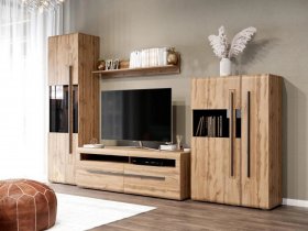 Модульная стенка Ницца (дуб вотан) в Пролетарском - proletarskij.mebel-nsk.ru | фото