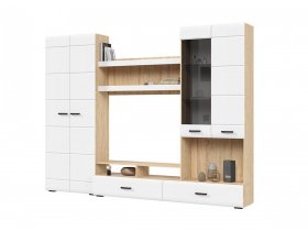 Стенка ГС-01 Либерти (дуб сонома/белый глянец) в Пролетарском - proletarskij.mebel-nsk.ru | фото
