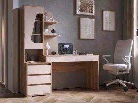Стол компьютерный Пифагор (дуб вотан/кашемир) в Пролетарском - proletarskij.mebel-nsk.ru | фото