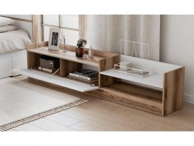 Тумба под ТВ Брауни (дуб делано/белый) в Пролетарском - proletarskij.mebel-nsk.ru | фото