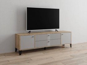 Тумба под ТВ Парус-10 (дуб крафт серый/серый) в Пролетарском - proletarskij.mebel-nsk.ru | фото