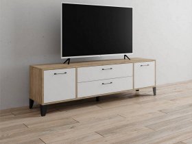 Тумба под ТВ Парус-13 (дуб крафт серый/белый) в Пролетарском - proletarskij.mebel-nsk.ru | фото