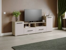 Тумба под ТВ Парус-2 (дуб крафт серый/кашемир) в Пролетарском - proletarskij.mebel-nsk.ru | фото